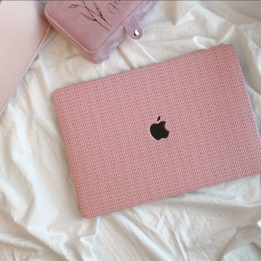 Macbook Air 13 (A1932 A2179 A2337) Pink Weave Design Laptop Cover Case